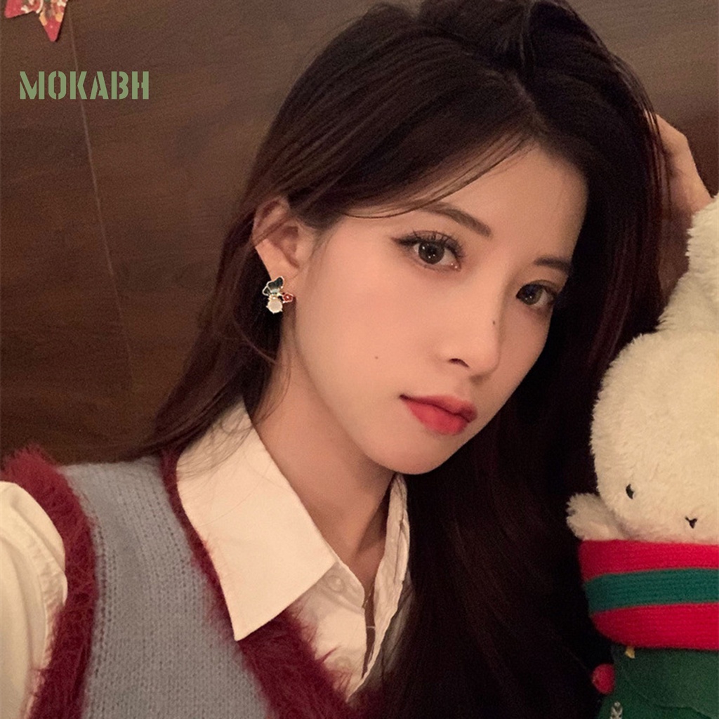 1 Đôi Bông Tai Hình Hoa Bướm Tráng Men Sáng Bóng Phong Cách Pháp Thoải Mái Dành Cho Nữ