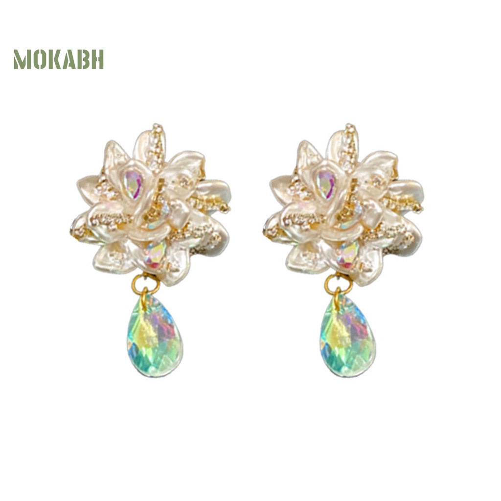 1 Đôi Bông Tai Hình Giọt Nước Đính Ngọc Trai Giả Chống Mòn Thời Trang