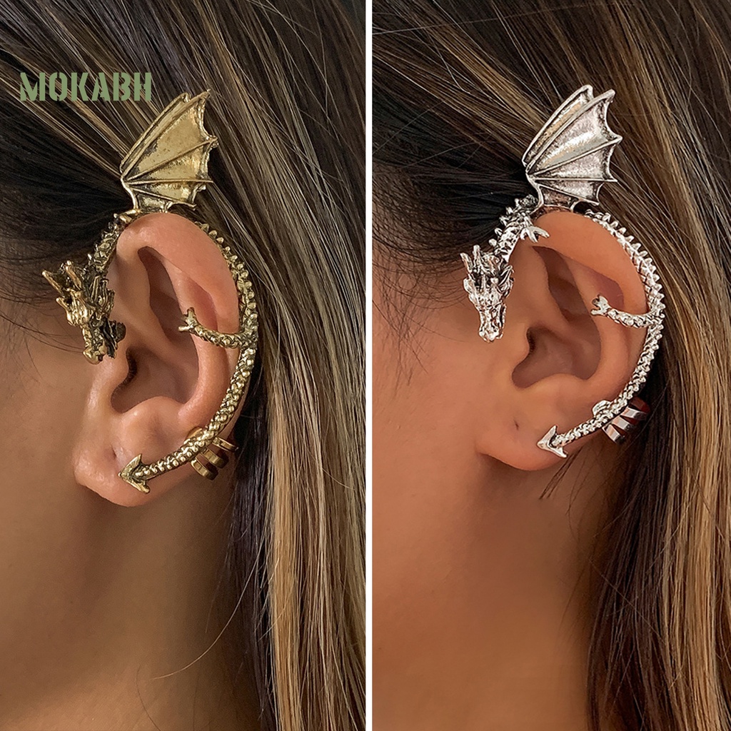 1 Khuyên Kẹp Vành Tai Hình Rồng Phong Cách Hip Hop Gothic Punk Thời Trang