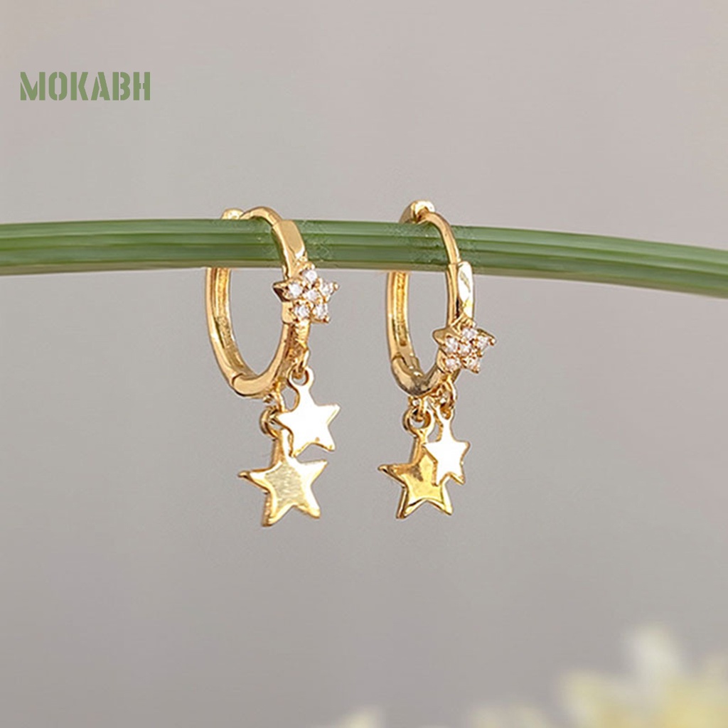 1 Đôi Bông Tai Hình Ngôi Sao Đính Đá Mạ Điện Không Phai Màu Trọng Lượng Nhẹ Thời Trang Dành Cho Nữ