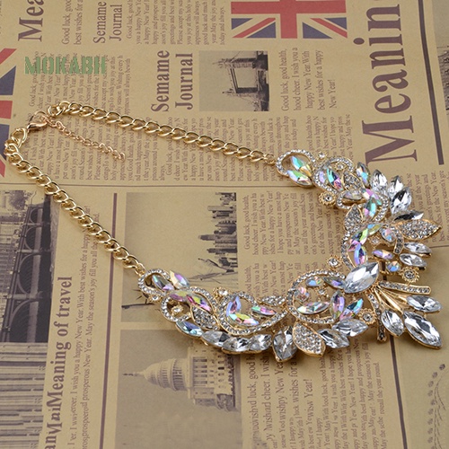 (Hot) Vòng cổ HợP Kim HìNh Hoa ĐíNh Đá NhiềU MàU SắC