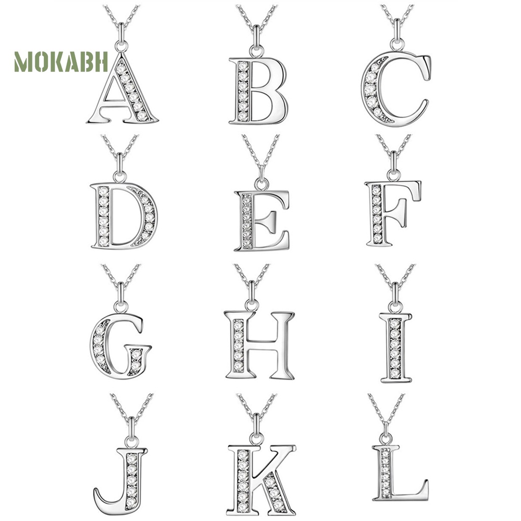 Vòng cổ Đồng Mạ Bạc Mặt Chữ Cái Đính Đá Thời Trang Dự Tiệc