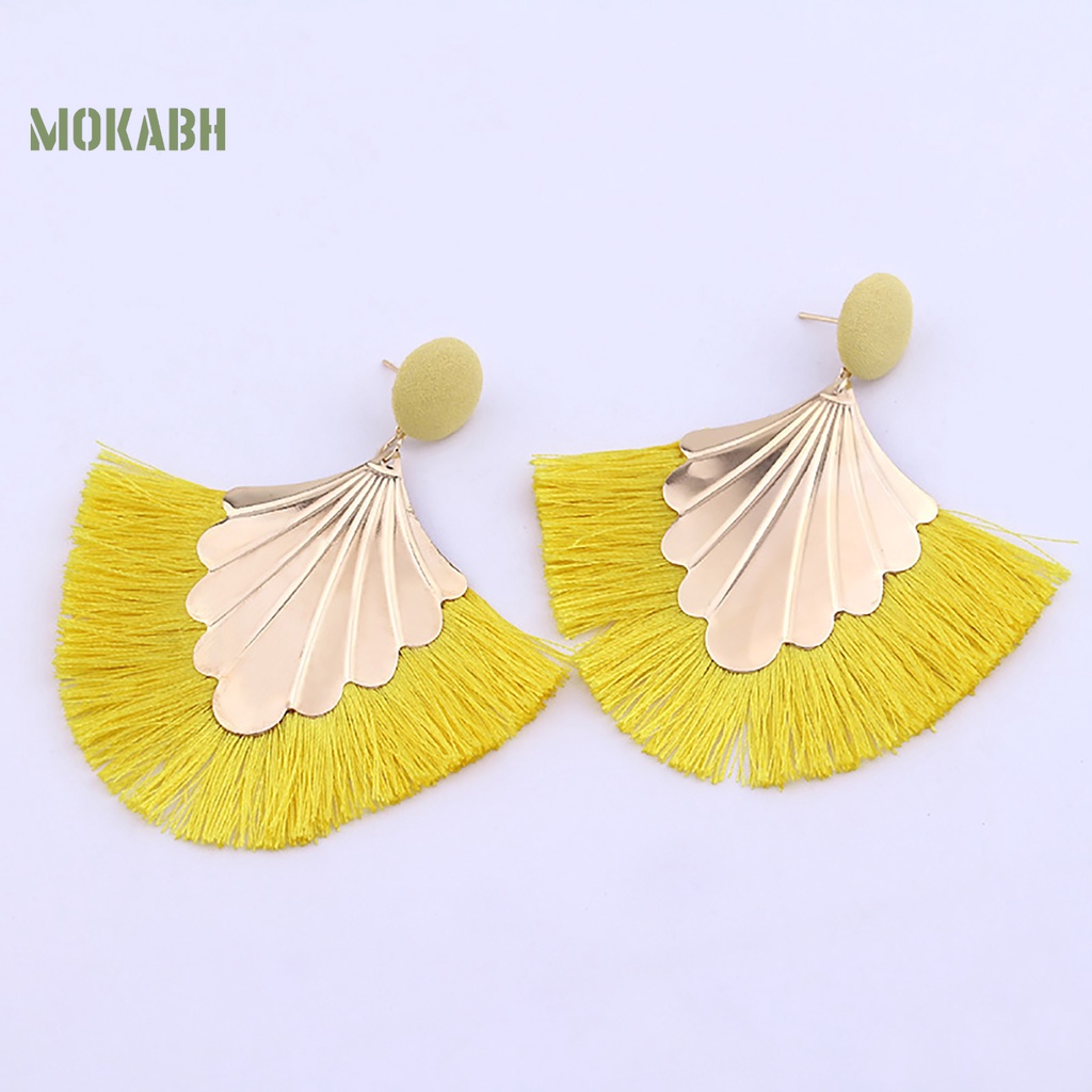 1 Đôi Bông Tai Hình Quạt Tua Rua Phong Cách Bohemia Sáng Tạo Dành Cho Nữ