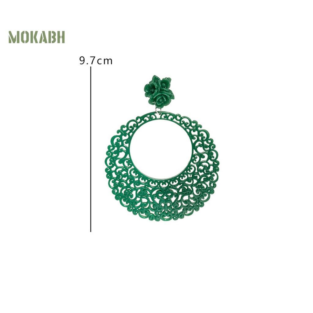 1 Đôi Bông Tai Hình Tròn Họa Tiết Hoa Phong Cách Trung Quốc Cổ Điển Thời Trang Cho Nữ