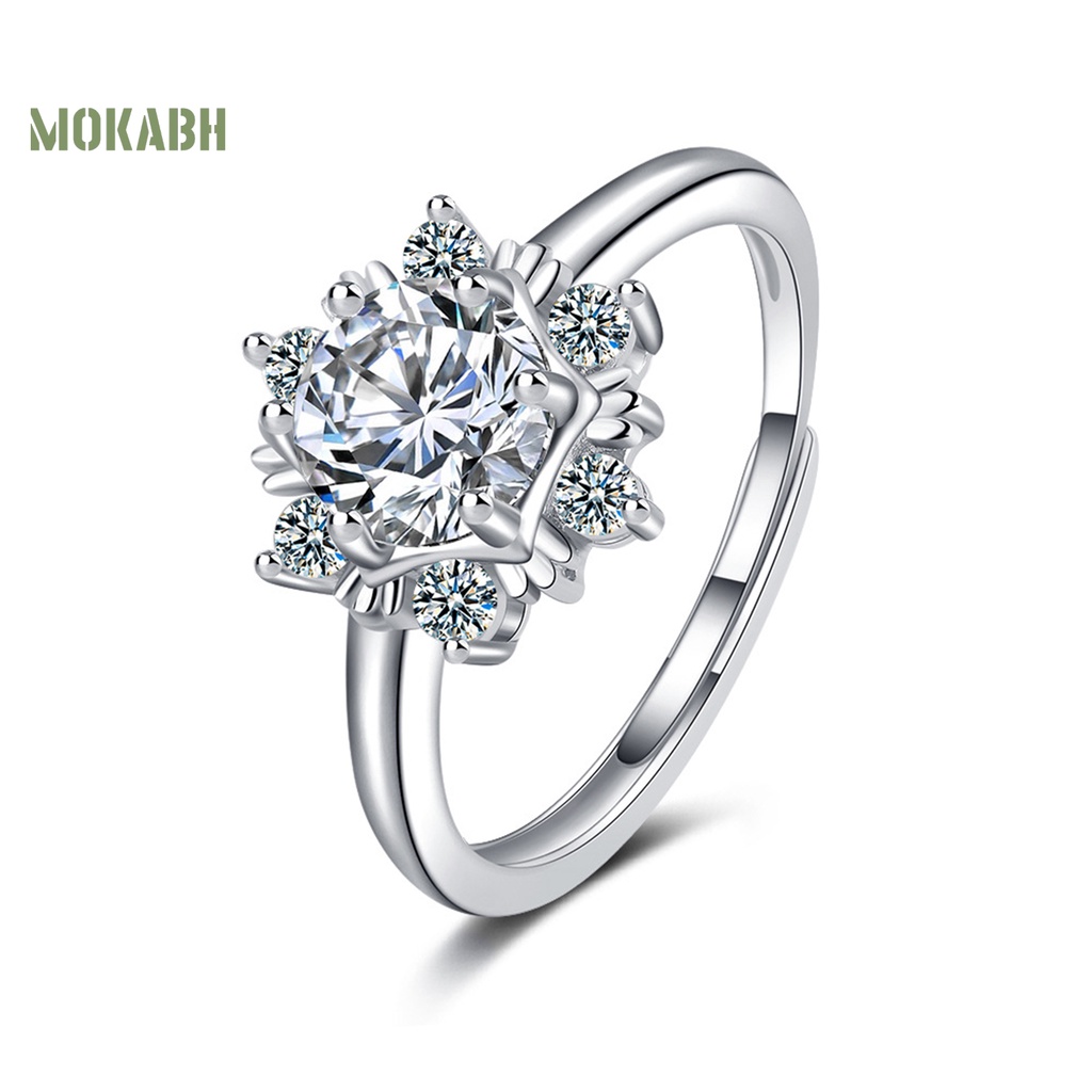 [Mới] Nhẫn Đồng Đính Đá Zircon Hình Bông Tuyết Trang Nhã Dành Cho Nữ
