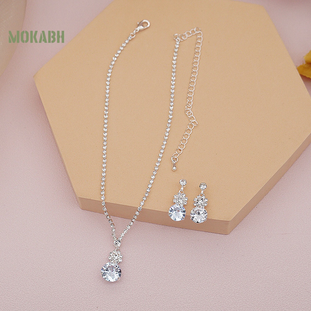 1 Bộ Vòng cổ + Bông Tai Đính Đá Zircon Thời Trang Cho Nữ