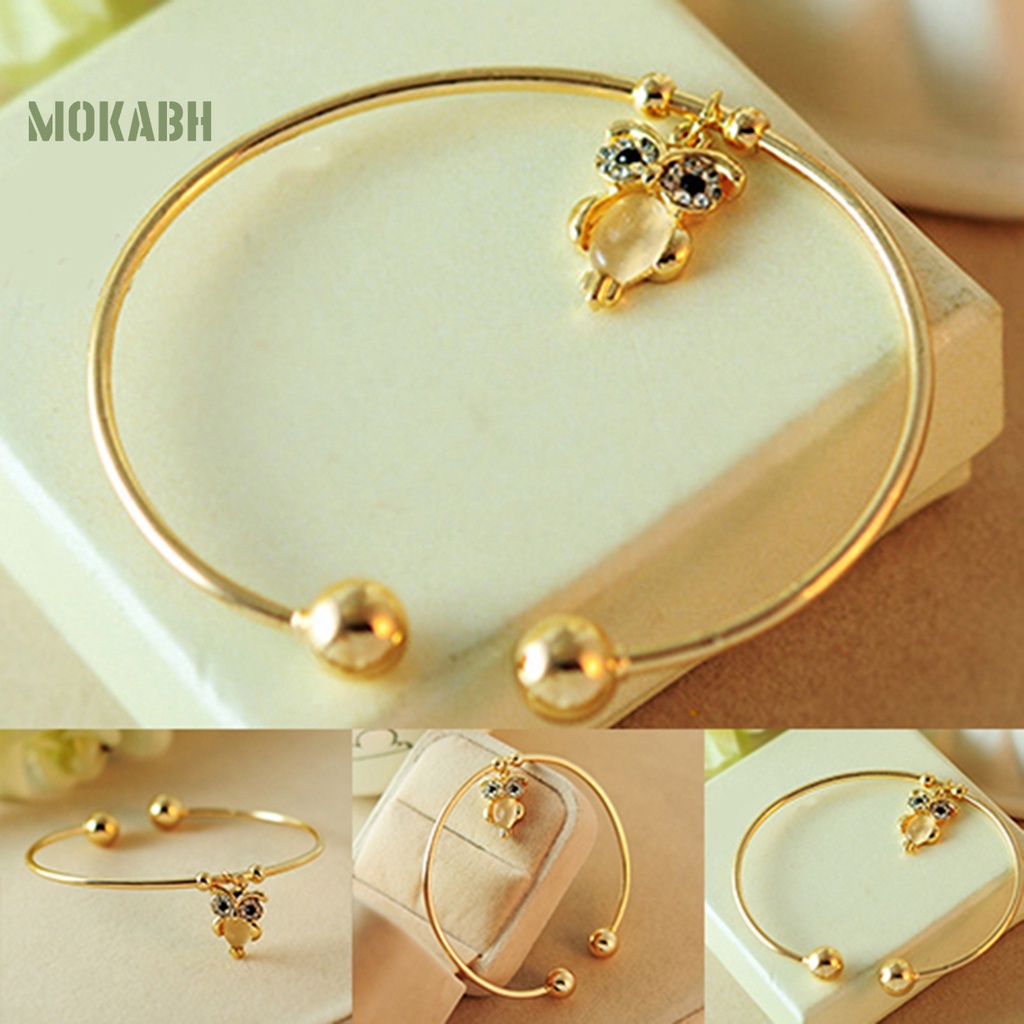 Vòng Tay HợP Kim DạNg Hở HìNh Cú MèO ĐíNh Đá ThờI Trang