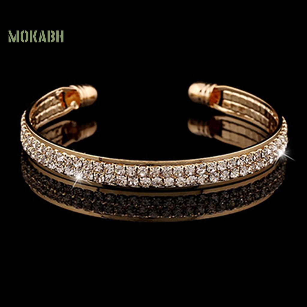 Vòng Đeo Tay Mạ Bạc Đính Đá Lấp Lánh Thời Trang Cho Nữ