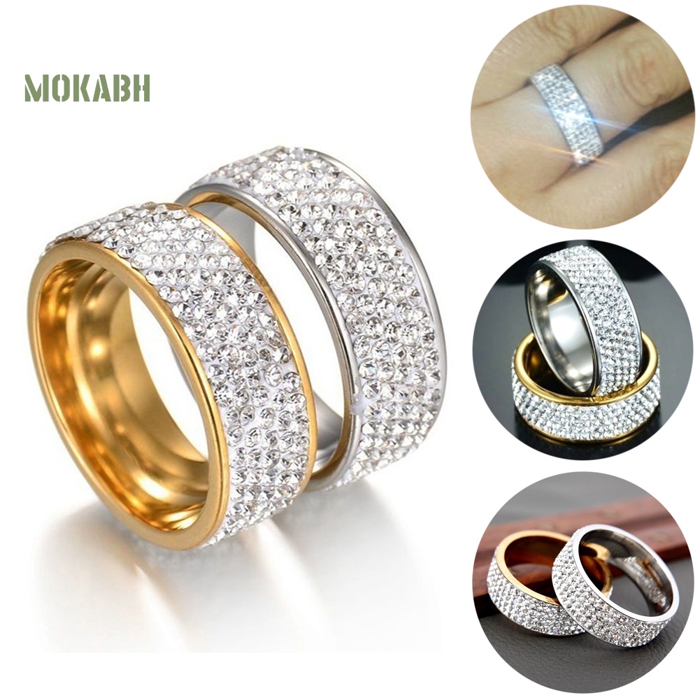 Nhẫn Cặp Bằng Thép Không Gỉ Đính Đá Thời Trang