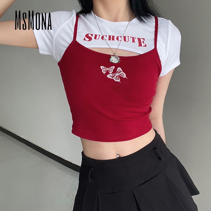 Áo Thun Tay Ngắn Cổ Tròn Màu Trơn In Chữ Thời Trang 2023 Quyến Rũ Cho Nữ