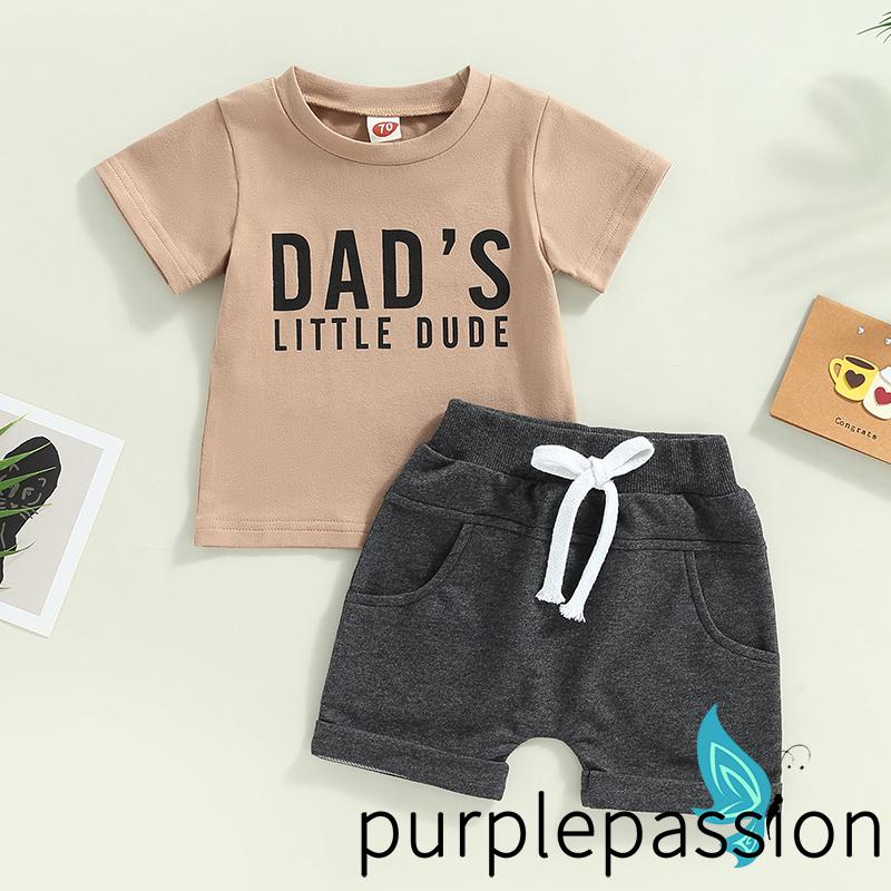 Bộ Áo Thun Tay Ngắn Cổ Tròn Phối Quần Short Dây Rút Thời Trang Cho Bé Trai