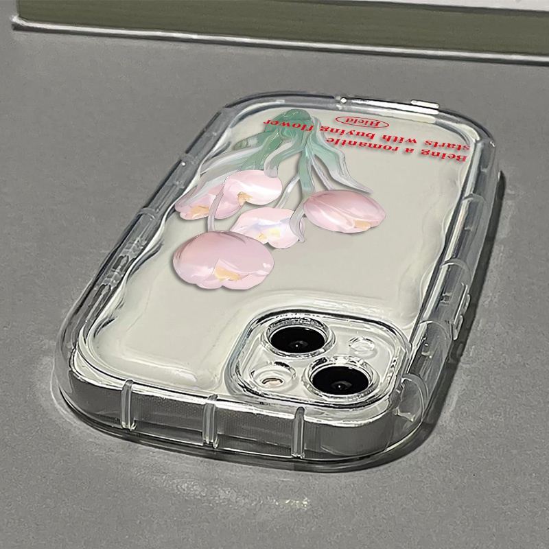 Ốp Điện Thoại TPU Silicone Mềm Trong Suốt Chống Sốc In Hình Hoa Tulip Cho IPhone 13 14 11 12 Pro XS Max X XR 7 + 8 Plus