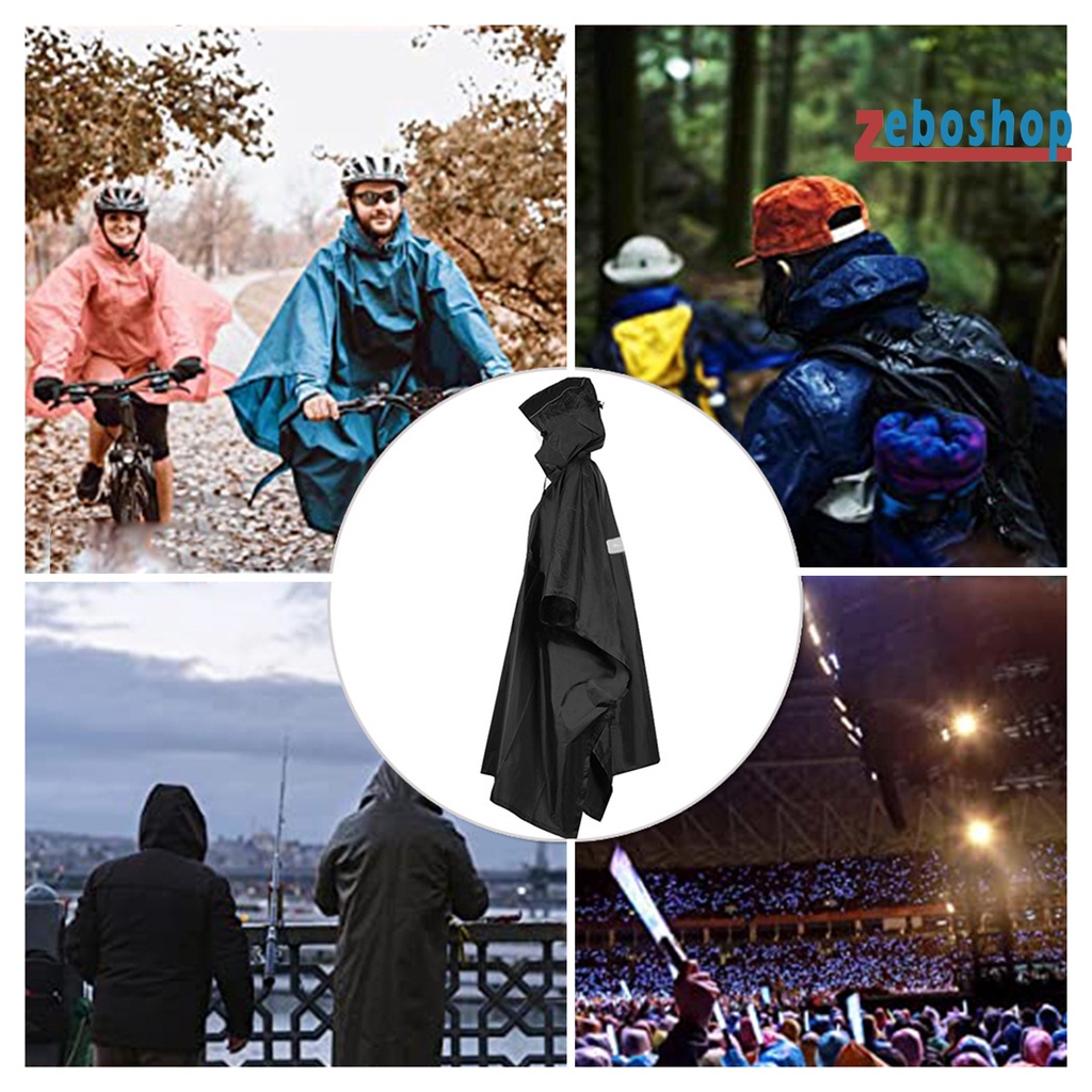 Áo Mưa Có Mũ Trùm Một Kích Thước Kẻ Sọc Phản Quang Unisex