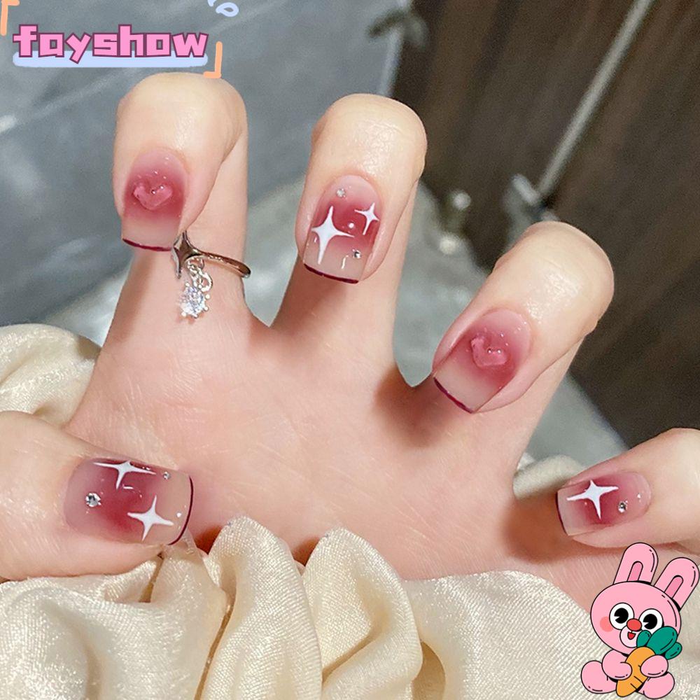 Hộp 24 Móng Tay Giả Đầu Tròn / Vuông Dạng Nhấn Che Phủ Toàn Diện