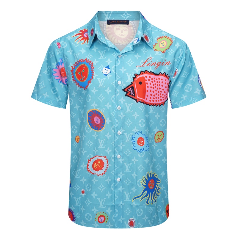 Áo Sơ Mi Ngắn Tay In Họa Tiết Thế Giới Dưới Nước Thời Trang Đường Phố Cổ Điển