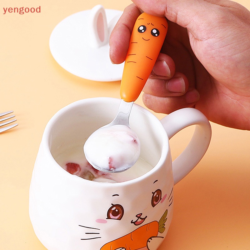 1 Muỗng Nĩa Ăn Bằng Thép Không Gỉ Hình Hoạt Hình Cho Trẻ Em