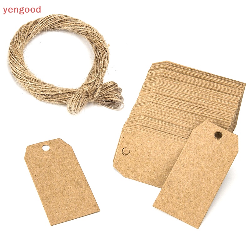 (YGD) 100 Thẻ Giấy Kraft Nâu Có Lỗ Dùng Để Trang Trí Tiệc Cưới Hoặc Tiệc Tùng