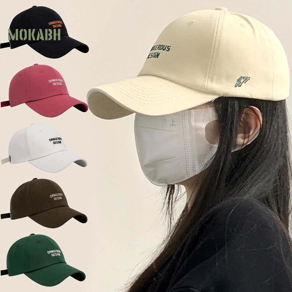 [Mok Abh] Mũ Lưỡi Trai Màu Trơn Thêu Chữ Phong Cách Hip Hop Hàn Quốc