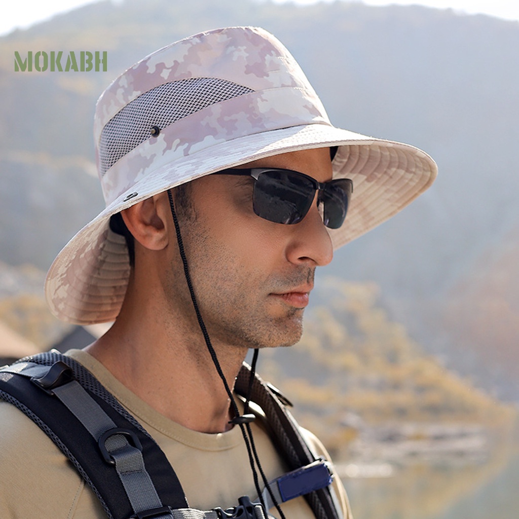 Nón Tai Bèo Thoáng Khí Chống Thấm Nước Có Dây Điều Chỉnh Được Họa Tiết Rằn Ri Thời Trang Mùa Hè Cho Nam