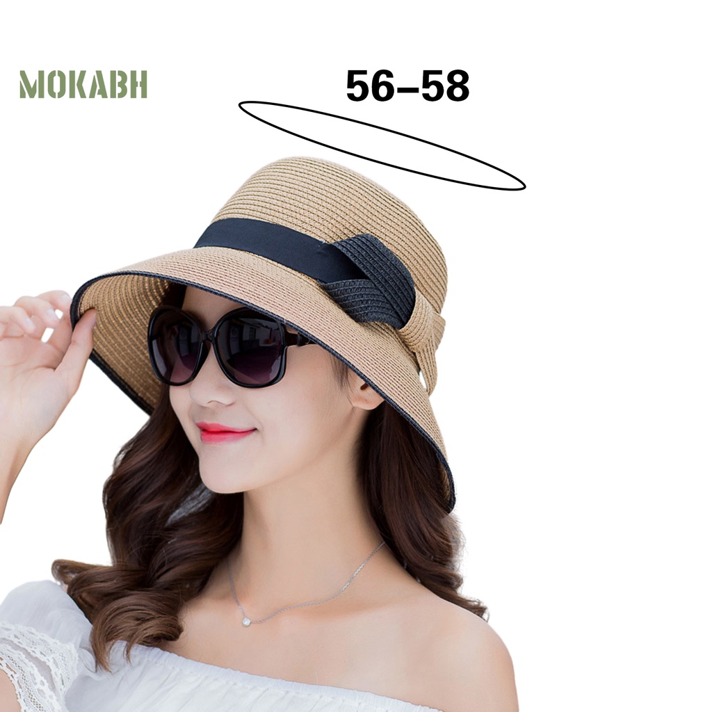 Nón Cối Rộng Vành Chống Tia UV Màu Sắc Tương Phản Thoáng Khí Thời Trang Đi Biển Cho Nữ