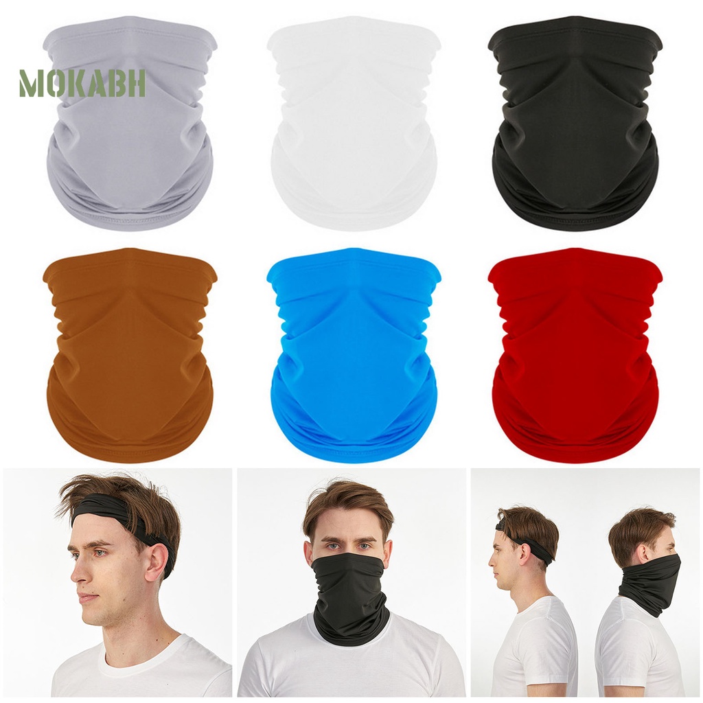 [Mok Abh] Mặt Nạ Vải Co Giãn Thoáng Khí Chống Nắng Chống Gió Màu Trơn Dùng Khi Chạy Xe Đạp