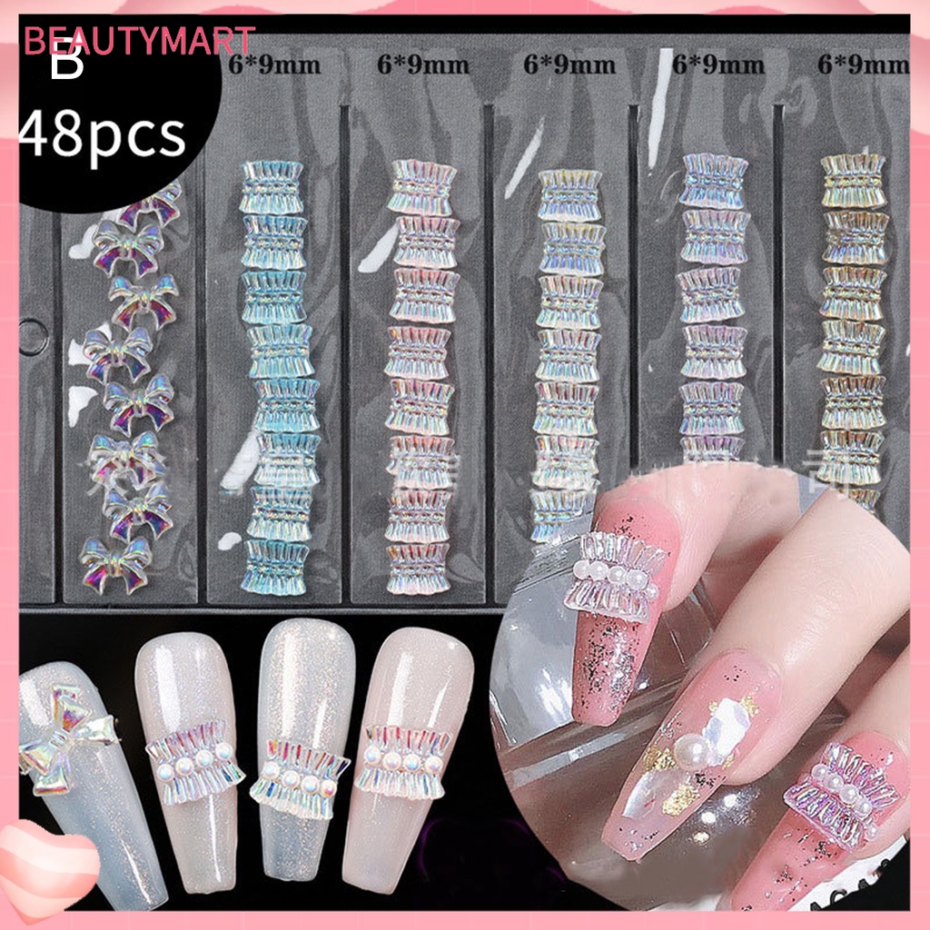 1 Túi Phụ Kiện Trang Trí Móng Tay Tạo Hiệu Ứng Hình Nơ Lấp Lánh Dễ Sử Dụng DIY