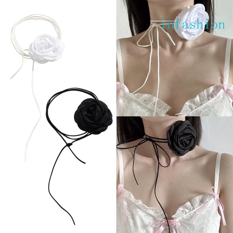 Vòng Cổ Choker Y2K Mặt Hoa Hồng Handmade Thanh Lịch