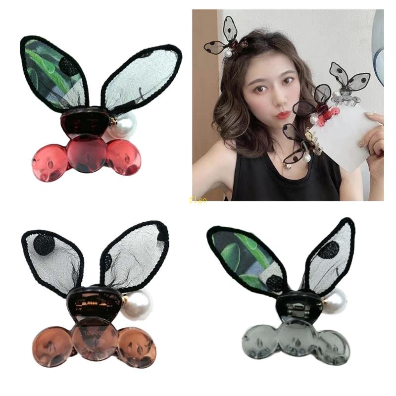 Kẹp Tóc Nơ Họa Tiết Chấm Bi Đính Ngọc Trai Chống Trượt Thời Trang