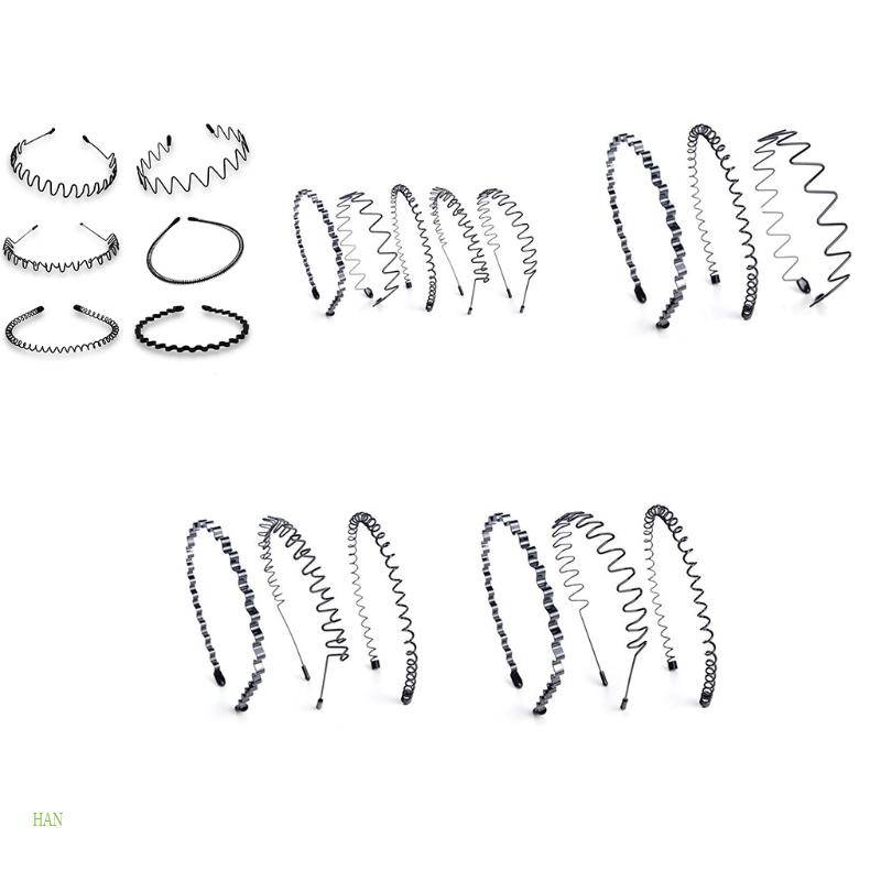 Băng Đô Gợn Sóng Nhiều Kiểu Bằng Kim Loại Co Giãn Thời Trang Unisex