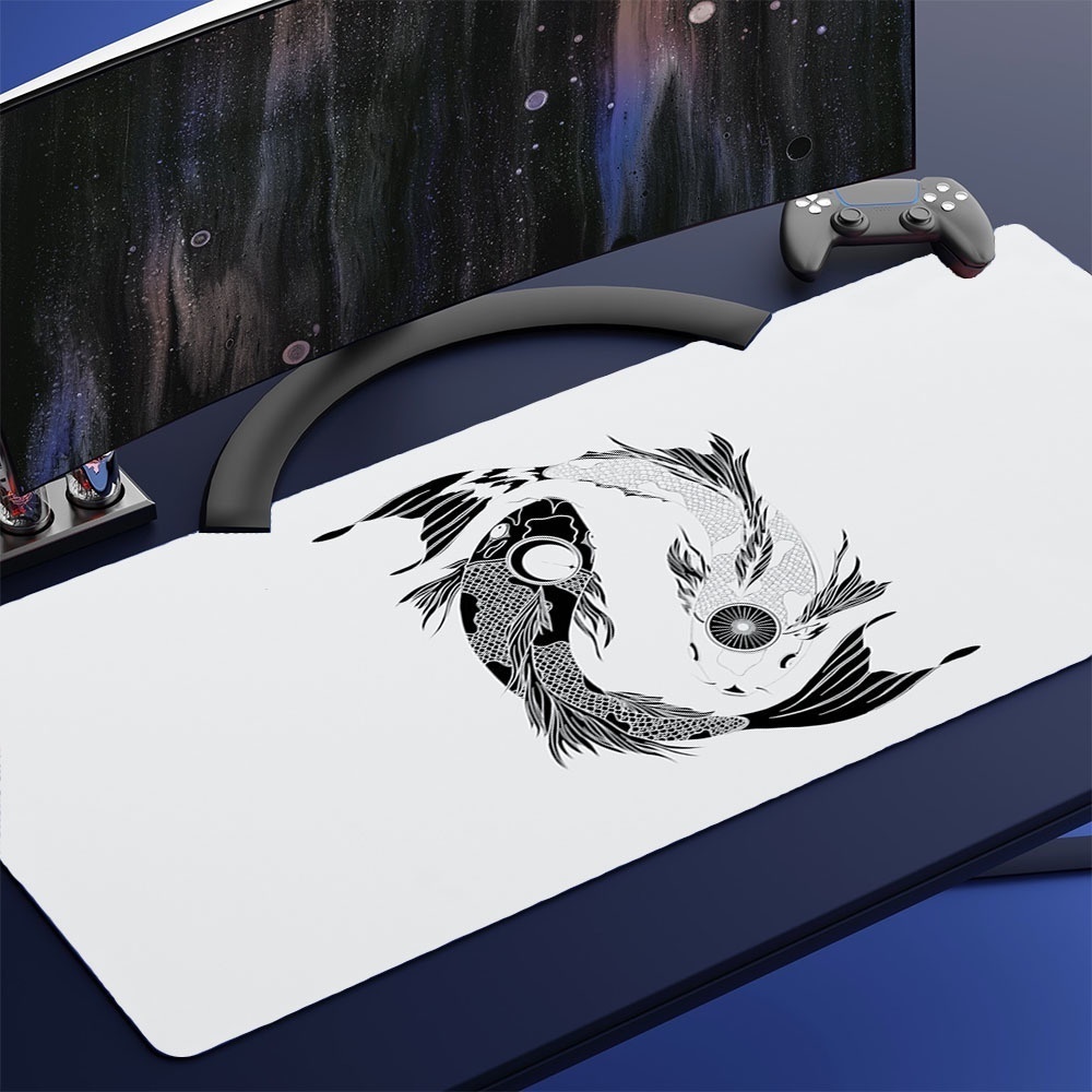 Tấm Lót Chuột Và Bàn Phím Cơ Chơi Game Màu Trắng Và Đen Hình Cá Dành Cho Game Thủ