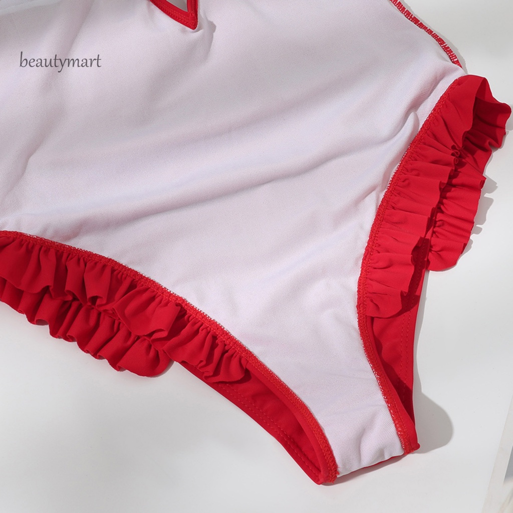 [beautymart] Bộ Đồ Bơi Một Mảnh Bằng Polyester Viền Bèo Hở Lưng Thoải Mái Gợi Cảm Mùa Hè Cho Spa