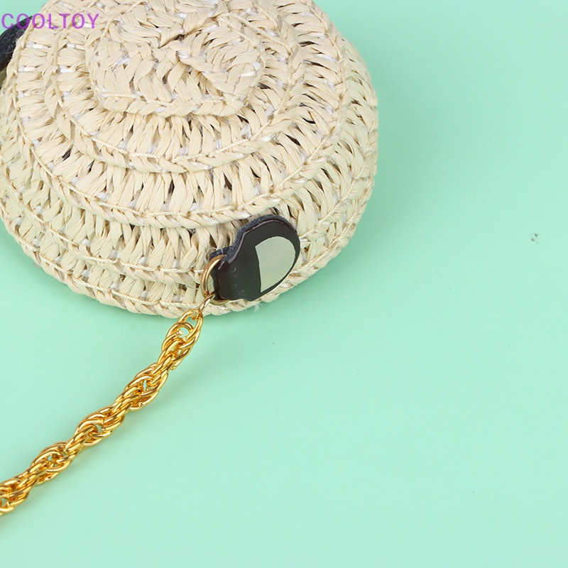 Túi Cói Đeo Chéo Hình Tròn Mini Tỉ Lệ 1 / 12 Cho Búp Bê