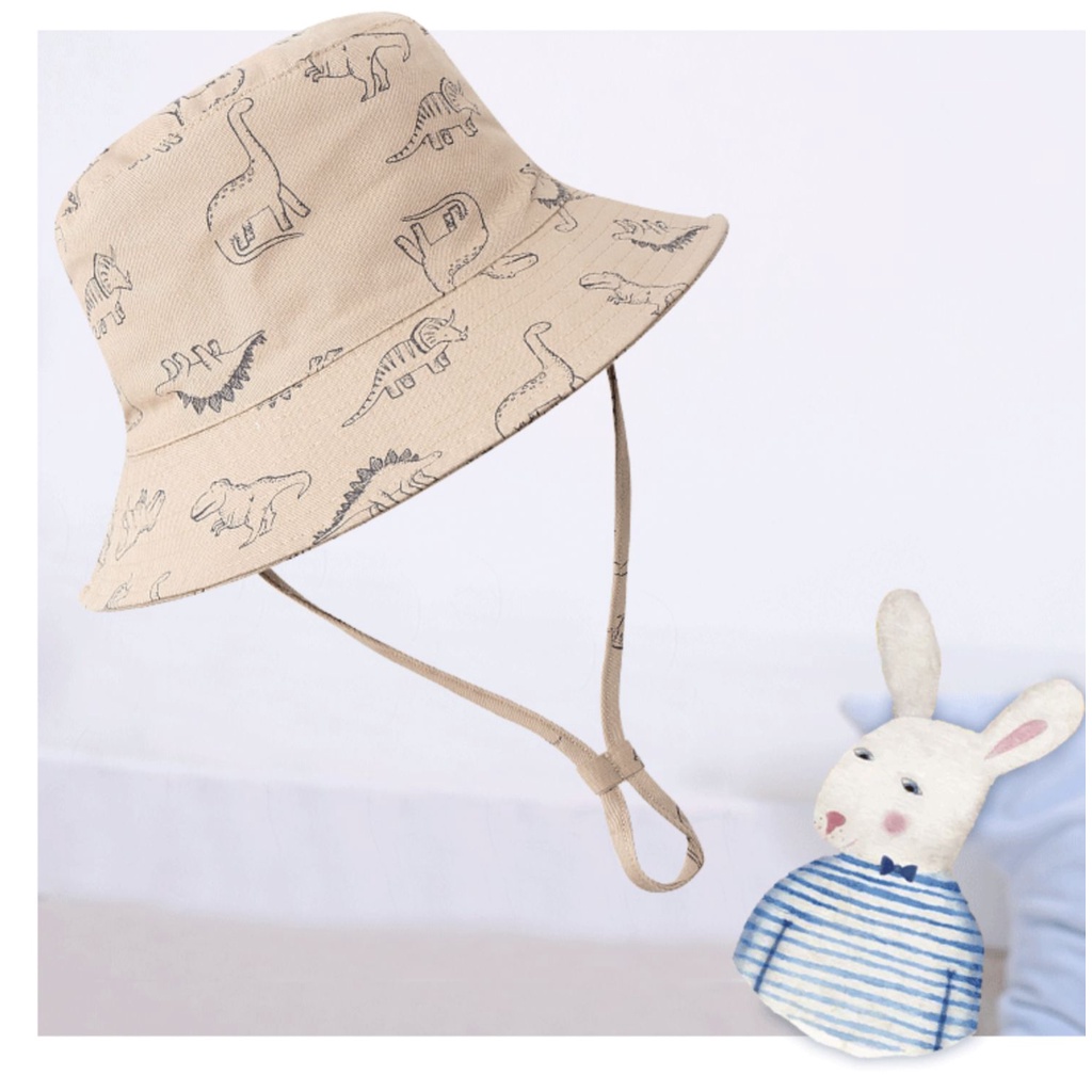 Nón Tai Bèo Mỏng Họa Tiết Khủng Long Đáng Yêu Thời Trang Mùa Hè Dành Cho Trẻ