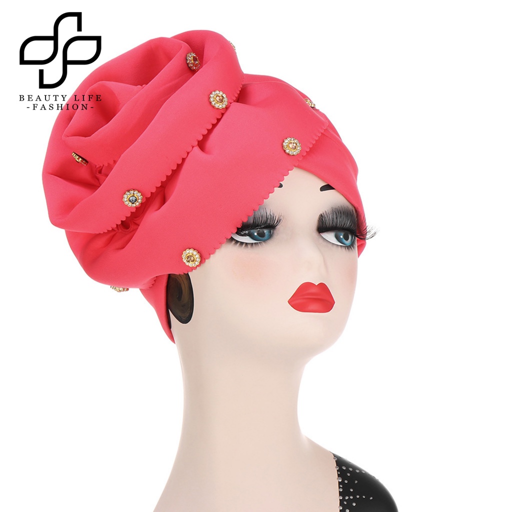 Mũ Trùm Đầu Màu Trơn Đính Hoa Trang Trí Dành Cho Nữ