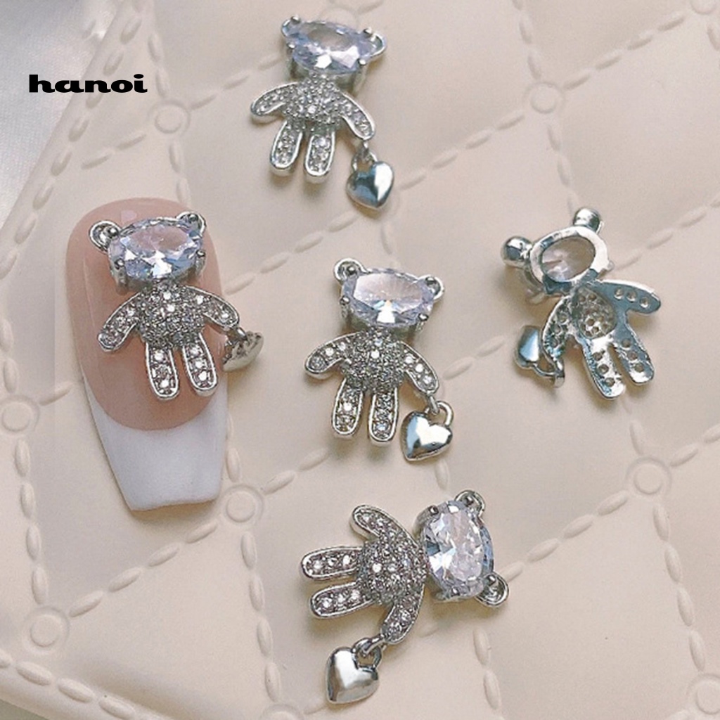 Phụ Kiện Trang Trí Móng Tay Hình Gấu Đính Đá Lấp Lánh Sang Trọng