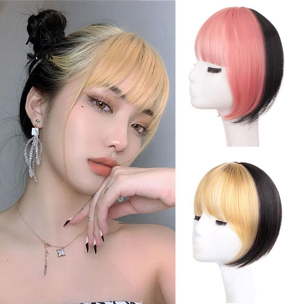 Needway Tóc Mái Giả Bằng Sợi Tổng Hợp Hai Màu Sắc Chịu Nhiệt Không Đường May Dành Cho Nữ