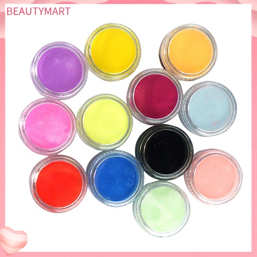 Set 12 Lọ Bột Acrylic 3D Nhiều Màu Sắc Dùng Trang Trí Móng Nghệ Thuật DIY