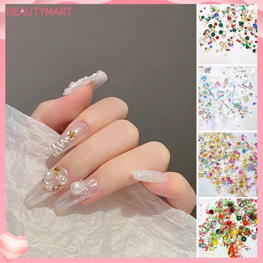 1 Túi Phụ Kiện Trang Trí Móng Nghệ Thuật Tạo Hiệu Ứng Nhiều Kích Cỡ Phong Cách Giáng Sinh