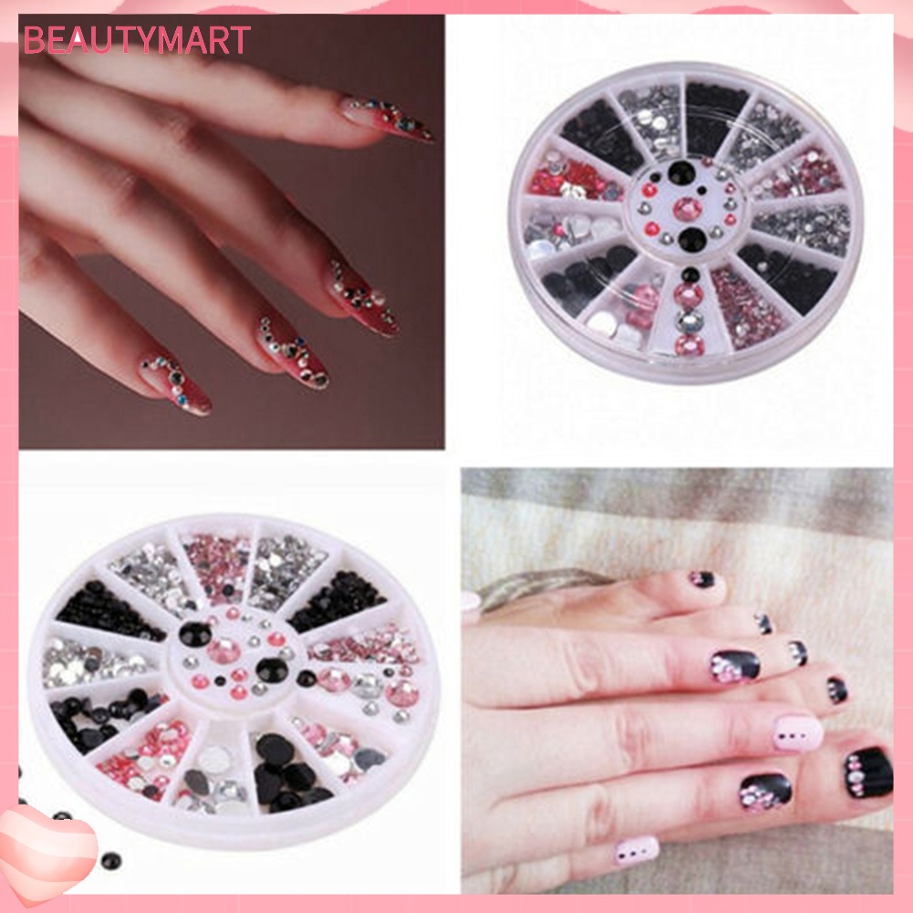 Khay Bánh Xe 13 Ngăn Đựng Hạt Đá 3D Lấp Lánh Trang Trí Móng Tay DIY