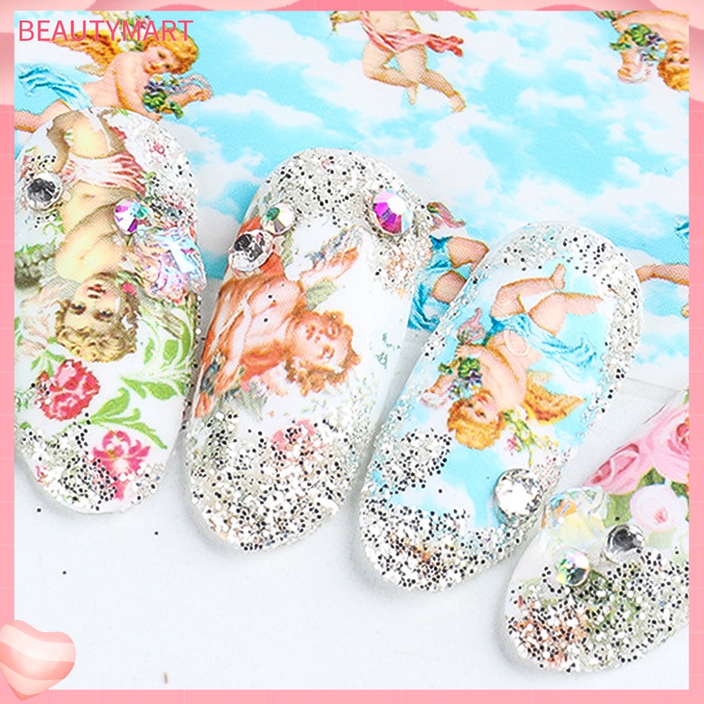 Set 10 Miếng Dán Móng Tay DIY Họa Tiết Thần Cupid Lâu Trôi Cho Nữ