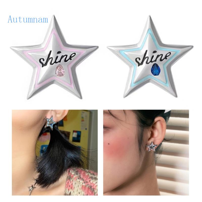 Cặp Bông Tai Ngôi Sao Năm Cánh Đính Đá Thời Trang Nữ