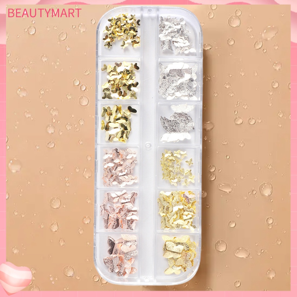 1 Hộp Phụ Kiện Trang Trí Móng Tay Nghệ Thuật Tạo Hiệu Ứng Hình Bướm Nhiều Màu Sắc Lấp Lánh Charms