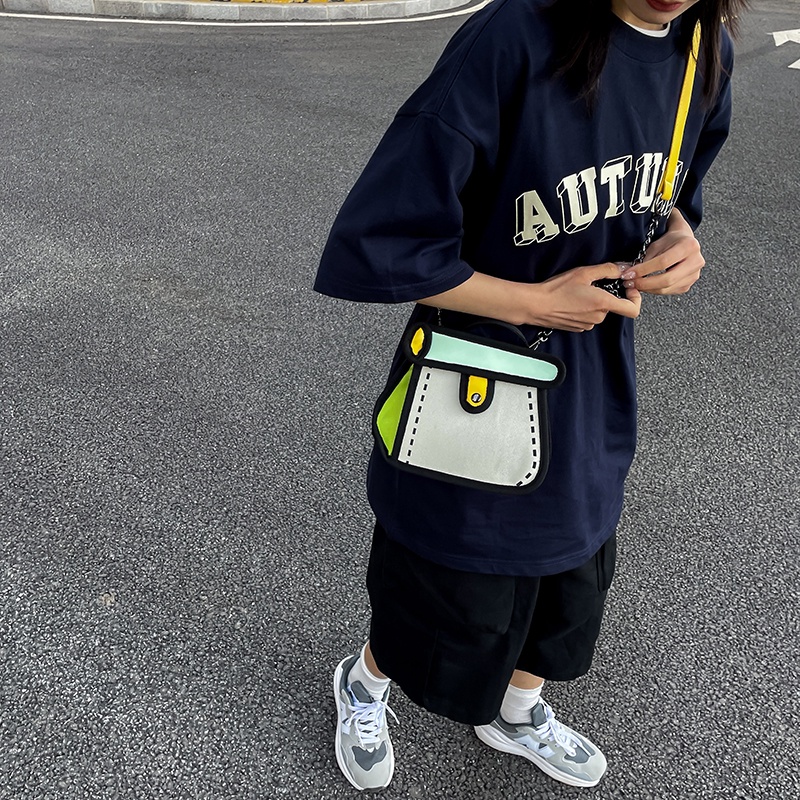 Túi Đeo Chéo Vai Vải canvas Hai Chiều Họa Tiết Hoạt Hình Dành Cho Nữ