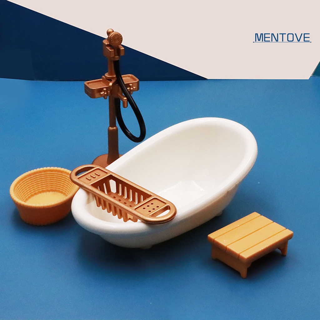 1 Bộ Mô Hình Phòng Tắm Bằng Nhựa Đẹp Mắt Cho Nhà Búp Bê