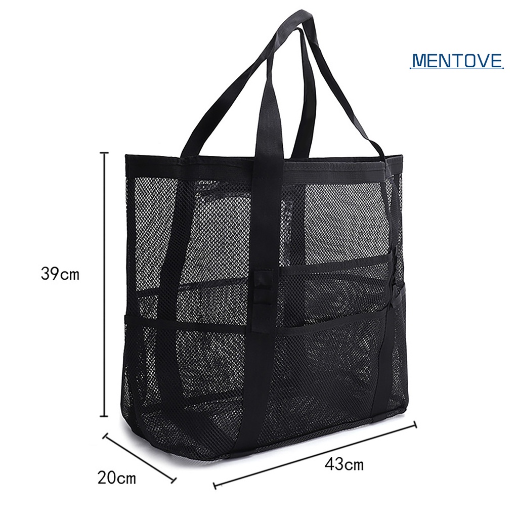 [MT] Túi Lưới Rỗng Đựng Đồ Chơi Mua Sắm / Đồ Đi Biển Nhiều Ngăn Có Tay Cầm Có Thể Gập Lại Sức Chứa Lớn