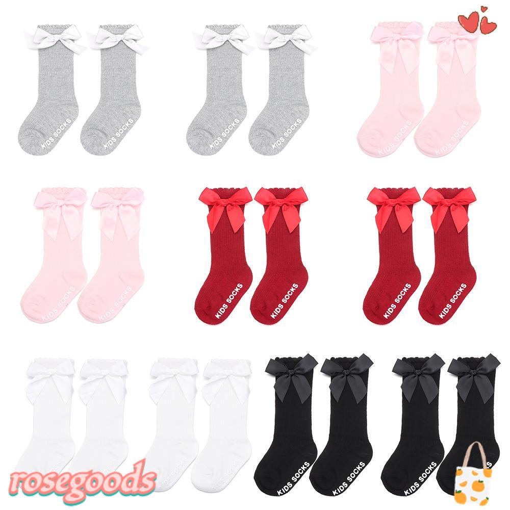 1 Đôi Tất Cotton Chống Trượt Đính Nơ Xinh Xắn Cho Bé Gái