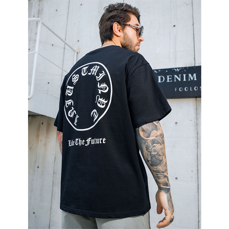 As-ky &amp; ur-se-Ll88- 22FW Áo Tay Ngắn In Nổi Phong Cách Gothic