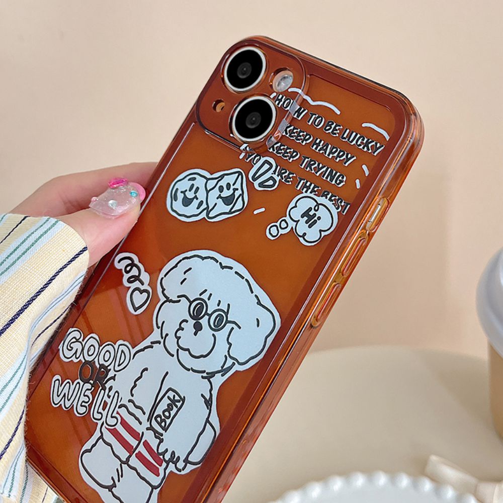 Ốp Điện Thoại TPU Mềm Chống Sốc Chống Bụi Bẩn In Hình Cún Đeo Kính Cho IPhone 11 14 13 12 Pro Max XS XR 7 8 Plus