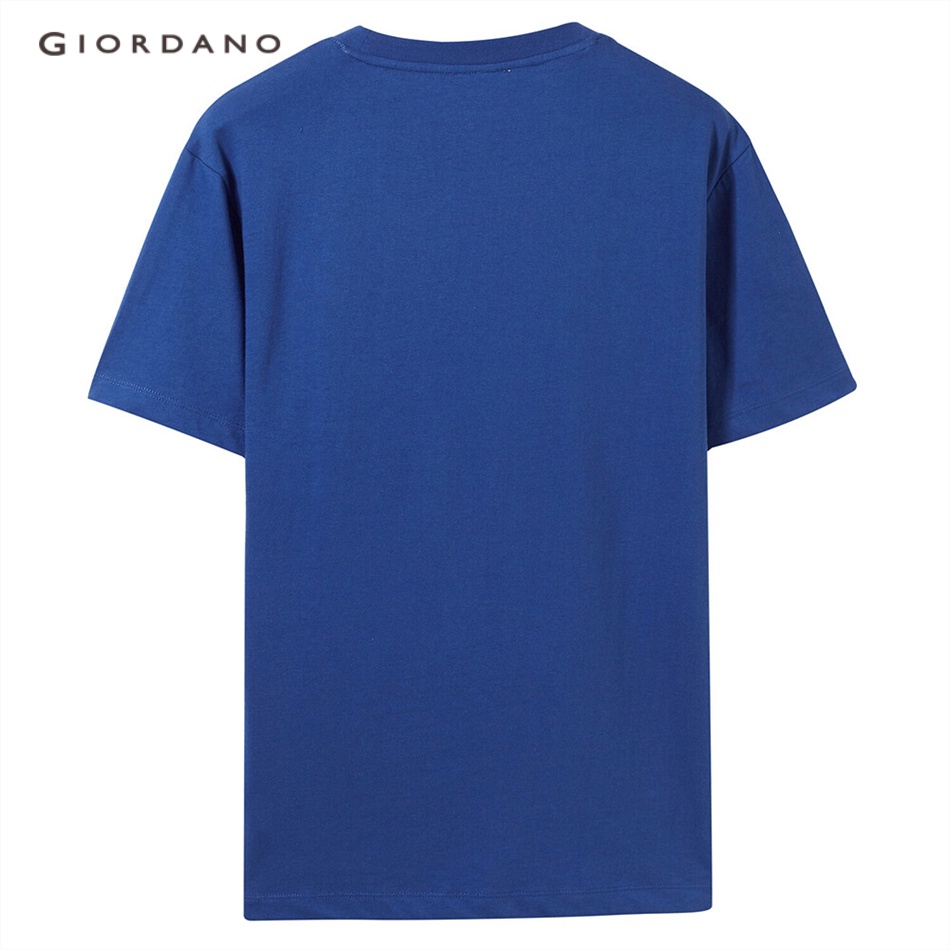 Áo thun GIORDANO 18090801 tay ngắn màu trơn in hình cho nam