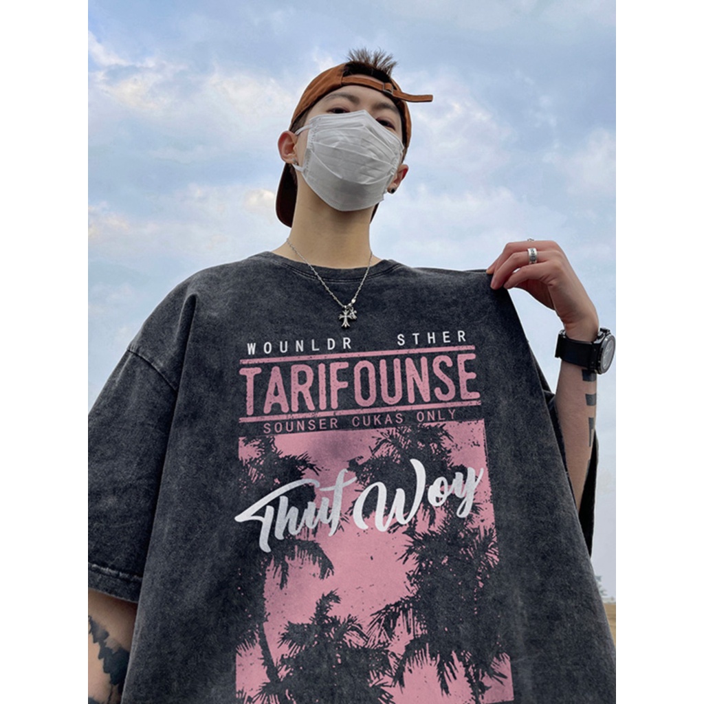 Áo Thun Tay Ngắn Chất Liệu Cotton Phong Cách Hip Hop Đường Phố Mỹ Thời Trang Mùa Hè Cho Nam 280g